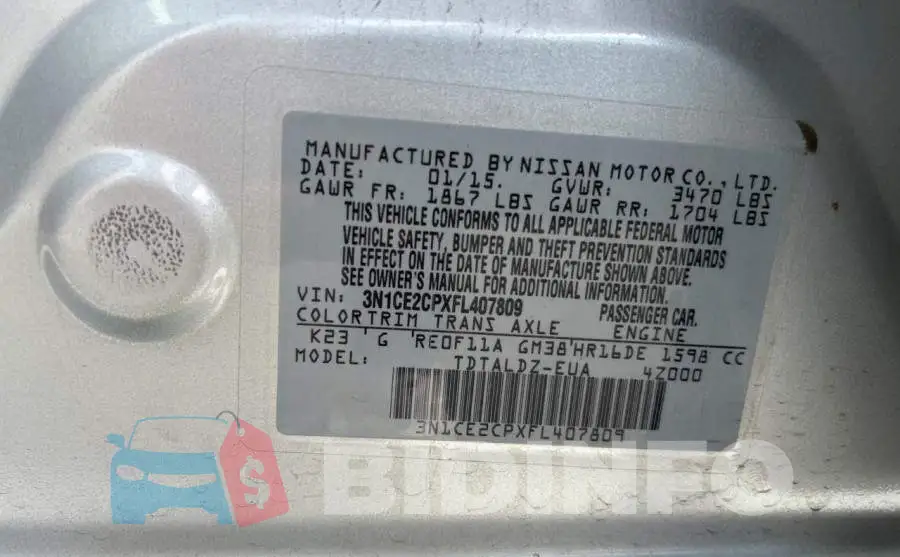 3N1CE2CPXFL407809 Photo# 10