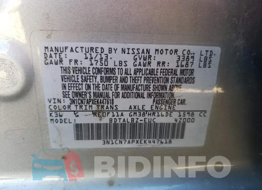 3N1CN7APXEK447618 Photo# 12