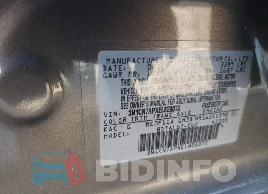 3N1CN7APXEL828072 Photo# 12