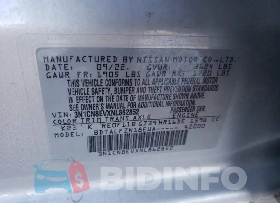 3N1CN8EVXNL862852 Photo# 12