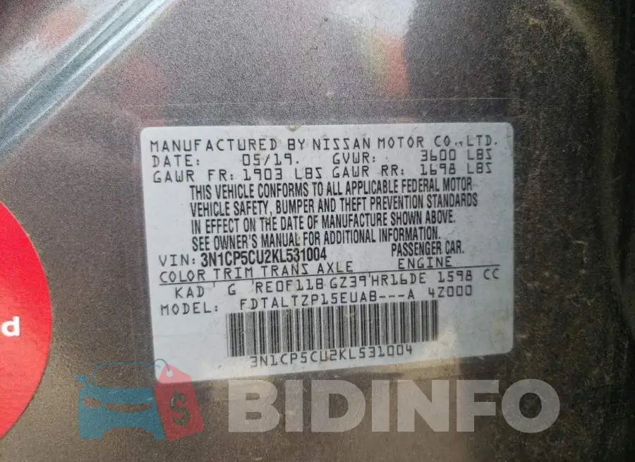 3N1CP5CU2KL531004 Photo# 12