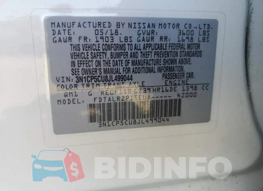 3N1CP5CU8JL499044 Photo# 12