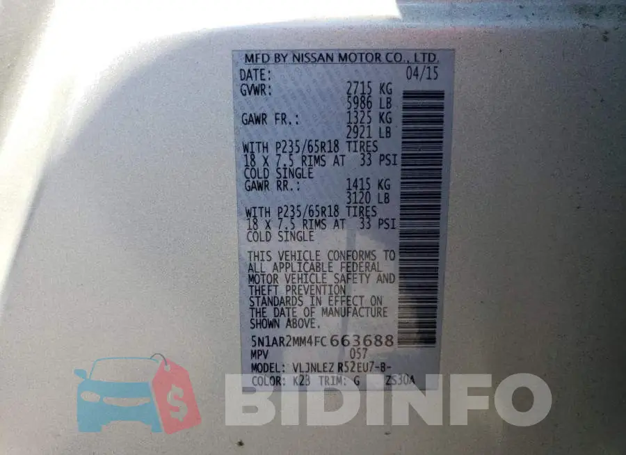 5N1AR2MM4FC663688 Photo# 13