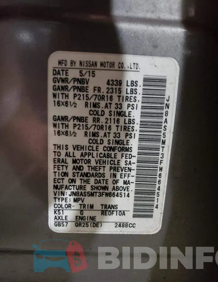 JN8AS5MT3FW664514 Photo# 13