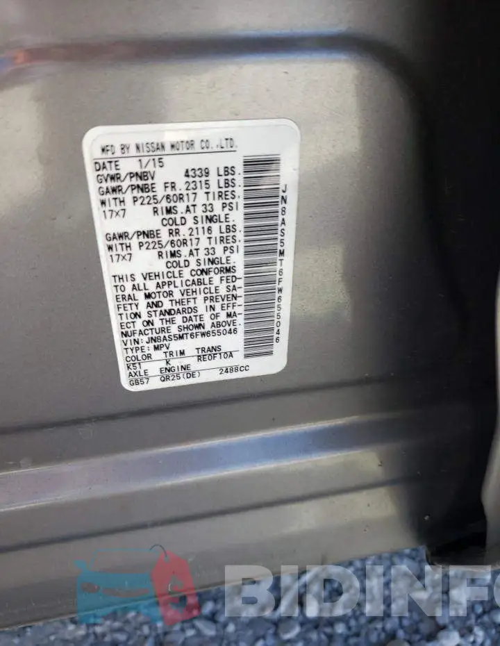 JN8AS5MT6FW655046 Photo# 13