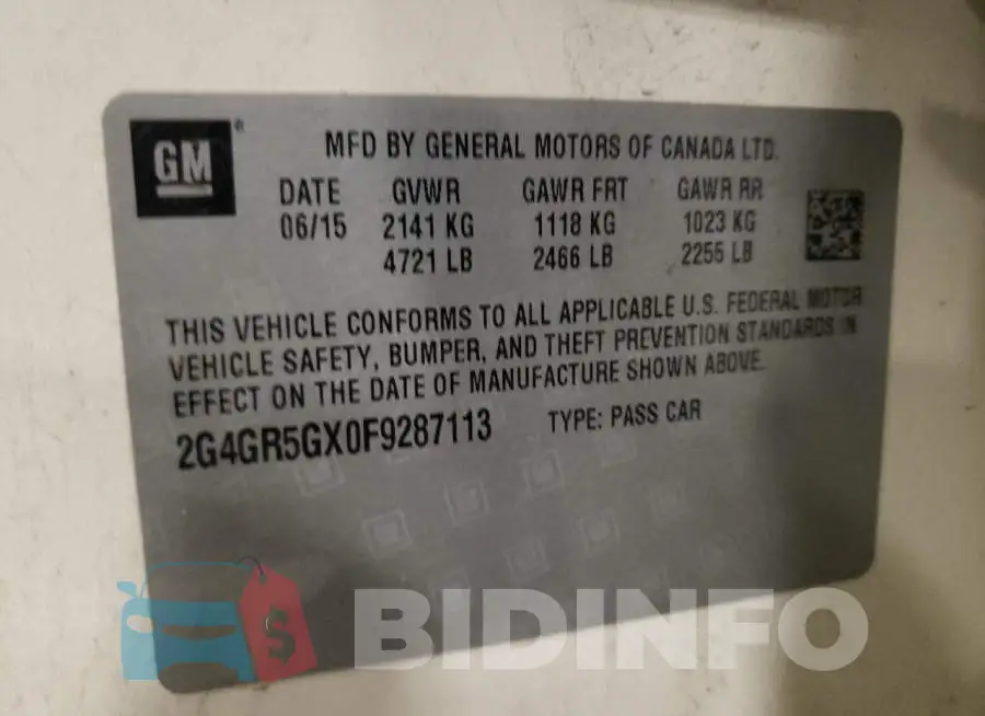2G4GR5GX0F9287113 Photo# 12