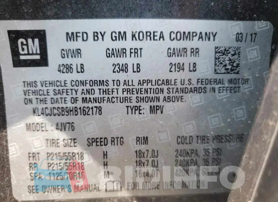 KL4CJCSB9HB162178 Photo# 13