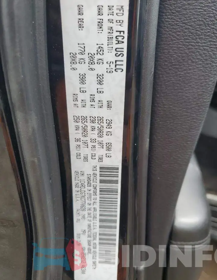 1C4RDJDG7KC770626 Photo# 13
