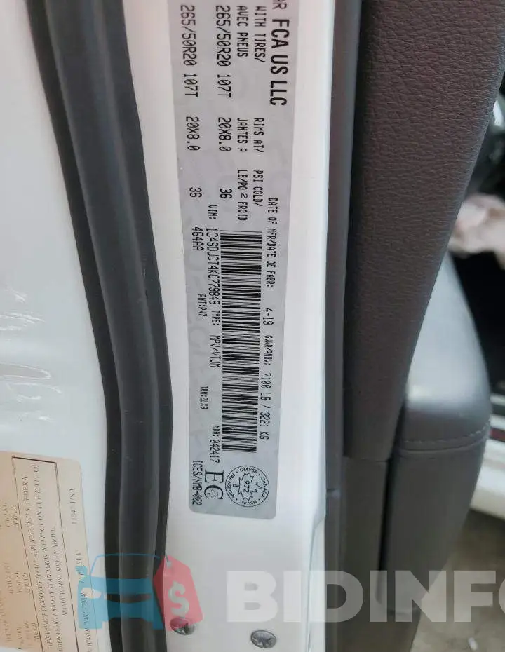 1C4SDJCT4KC779848 Photo# 14