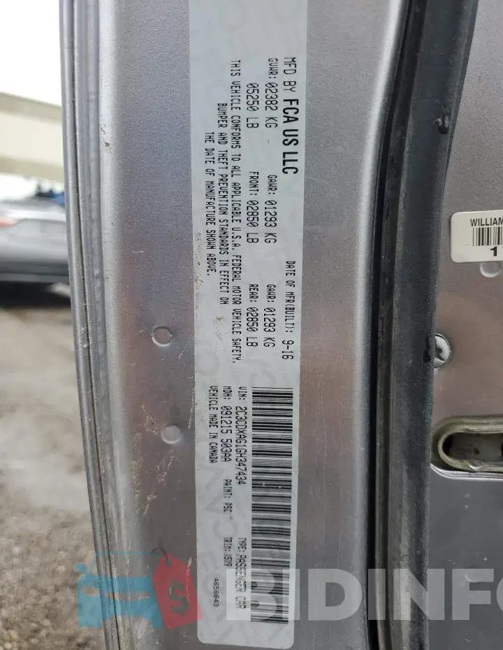 2C3CDXAG1GH347434 Photo# 12