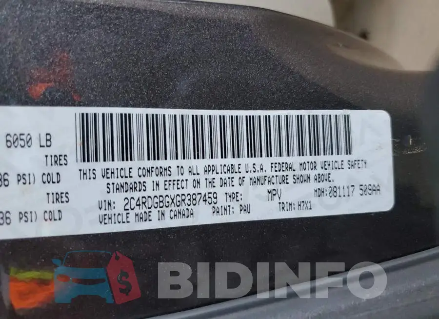 2C4RDGBGXGR387459 Photo# 13
