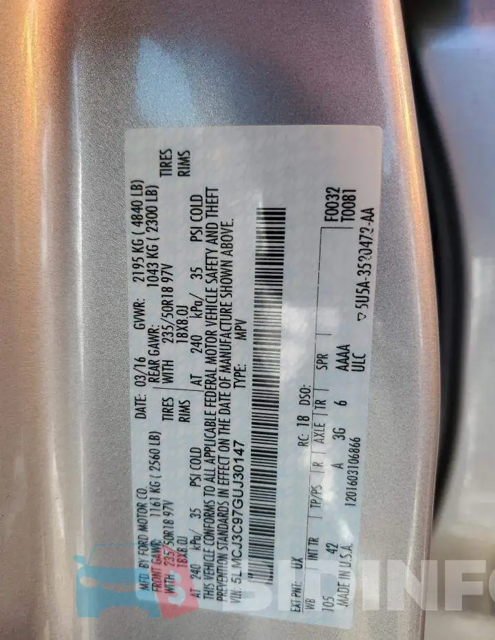 5LMCJ3C97GUJ30147 Photo# 12