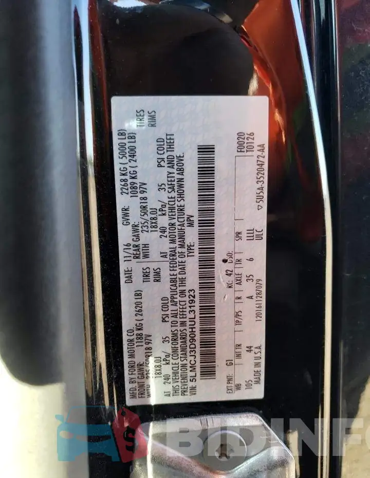 5LMCJ3D90HUL31923 Photo# 13