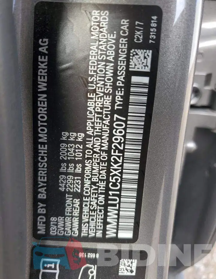 WMWLU1C5XK2F29607 Photo# 12