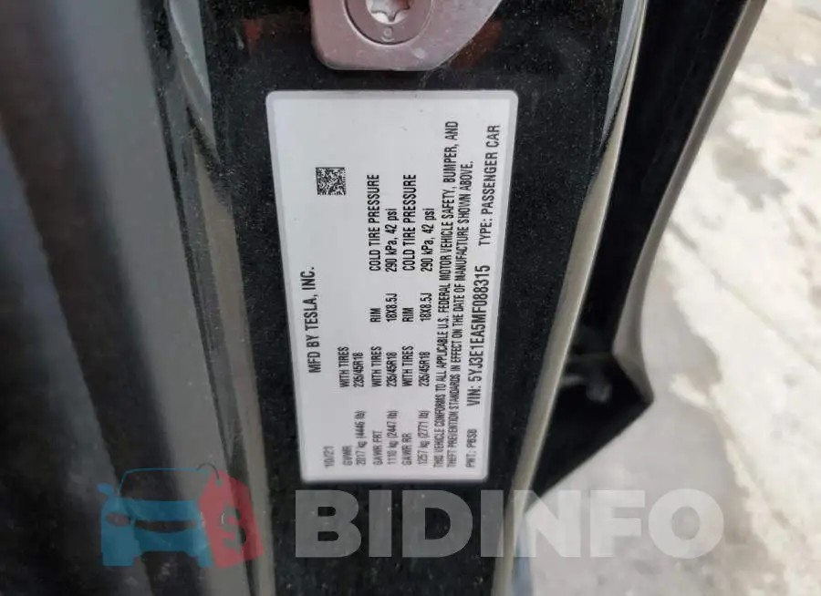5YJ3E1EA5MF088315 Photo# 12
