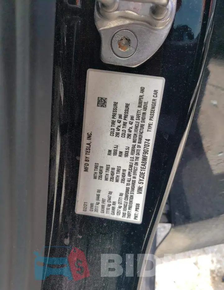 5YJ3E1EA8MF907074 Photo# 13