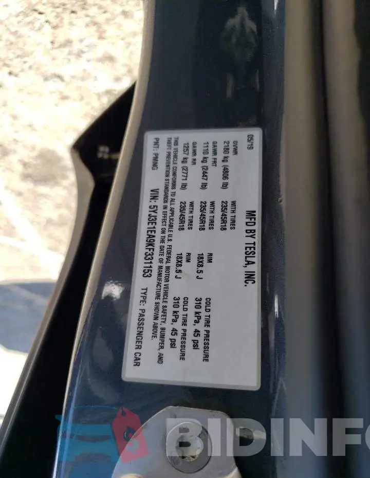 5YJ3E1EA9KF331153 Photo# 12