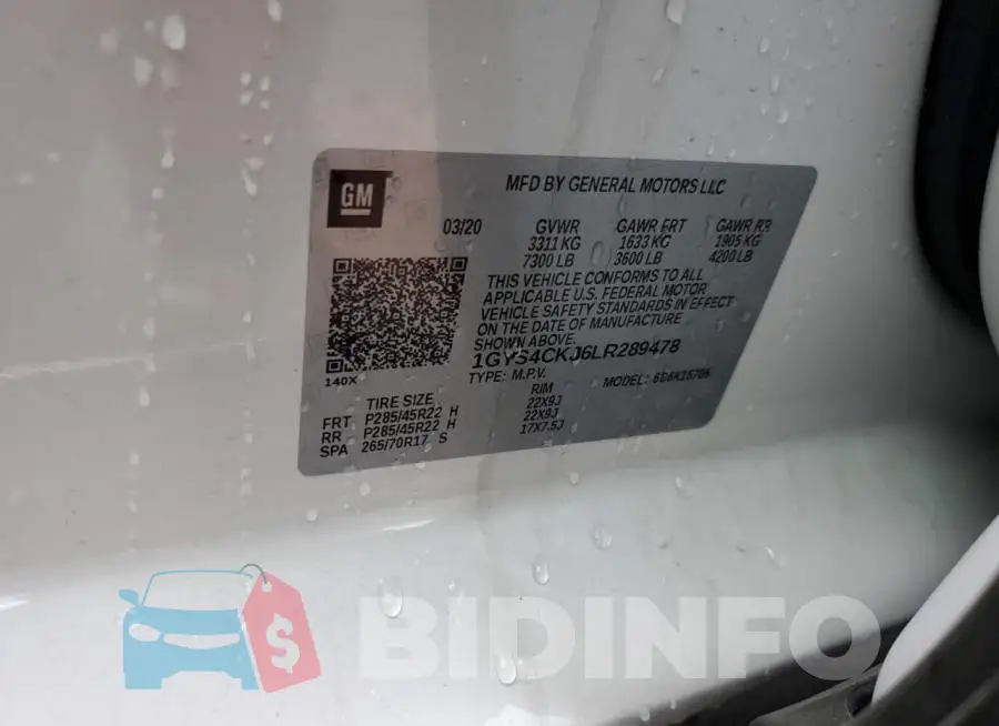 1GYS4CKJ6LR289478 Photo# 12