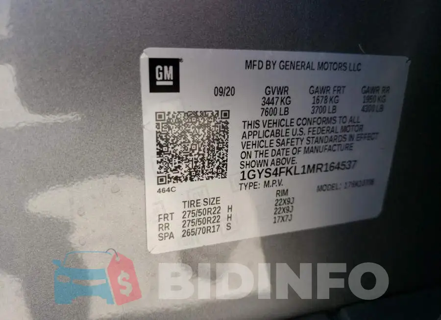 1GYS4FKL1MR164537 Photo# 13