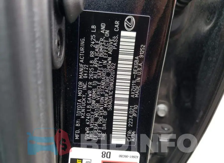 58ADA1C19NU020762 Photo# 12