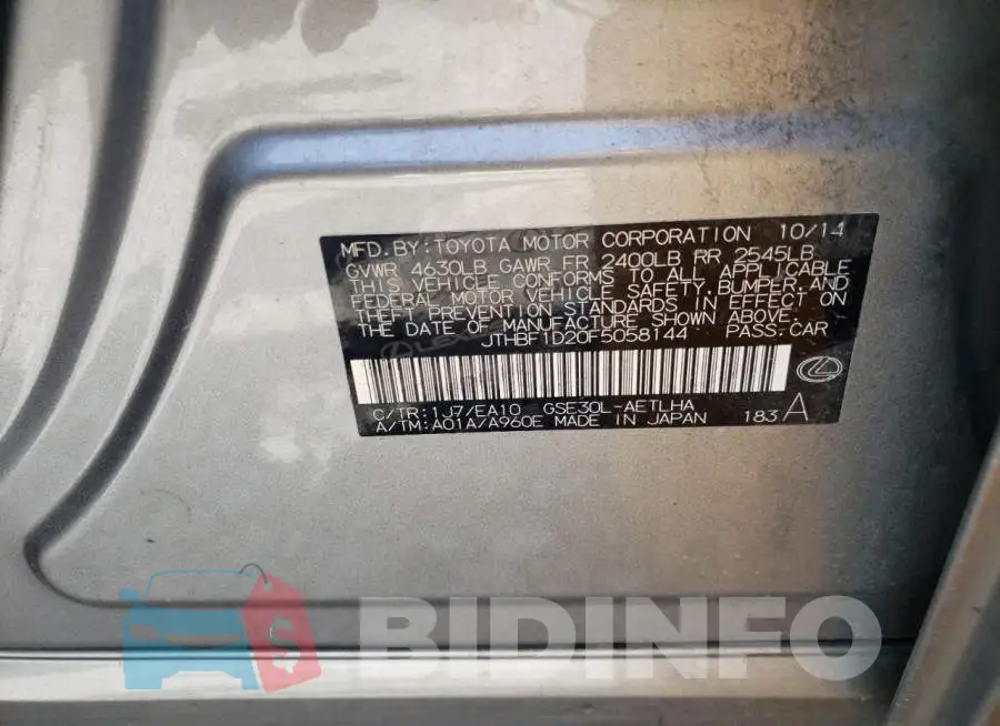 JTHBF1D20F5058144 Photo# 12