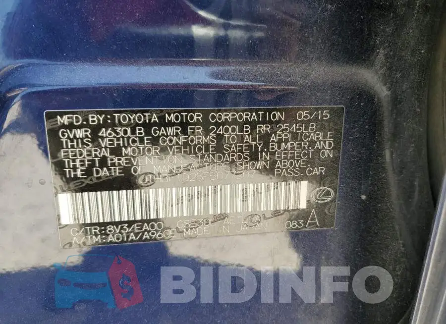 JTHBF1D25F5077207 Photo# 12