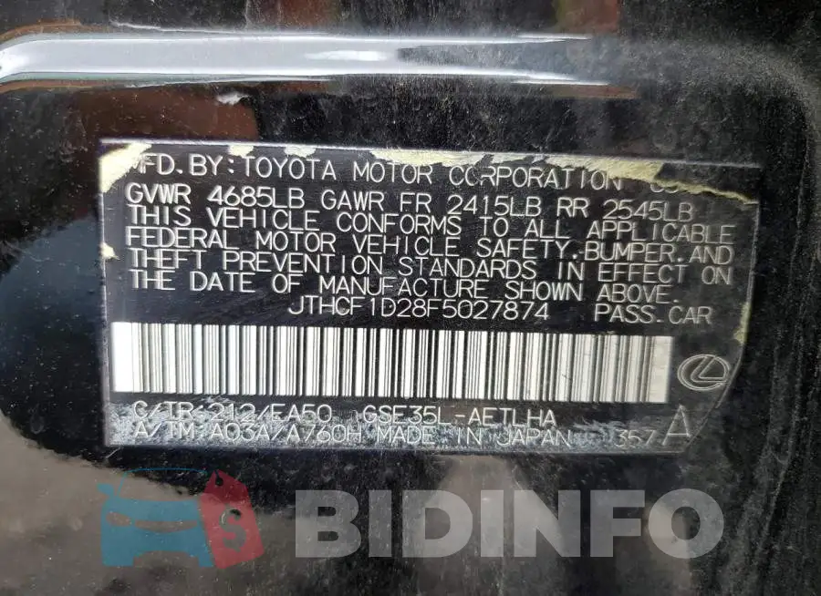 JTHCF1D28F5027874 Photo# 12