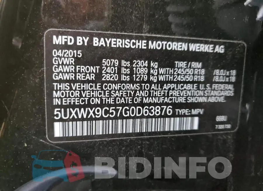 5UXWX9C57G0D63876 Photo# 13