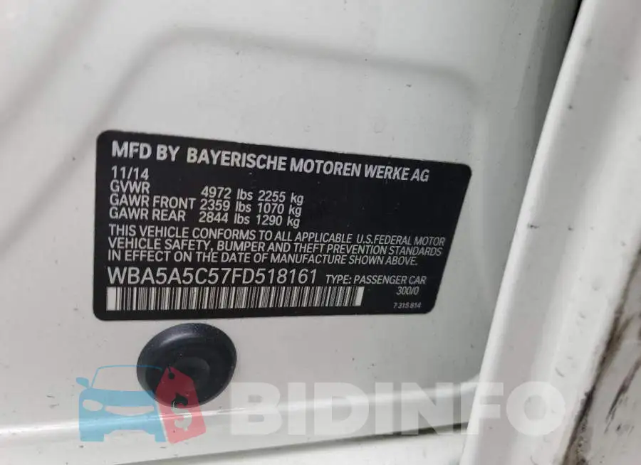 WBA5A5C57FD518161 Photo# 12