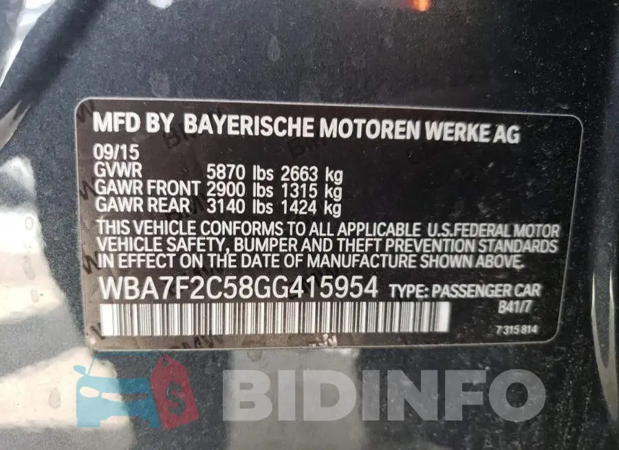 WBA7F2C58GG415954 Photo# 12