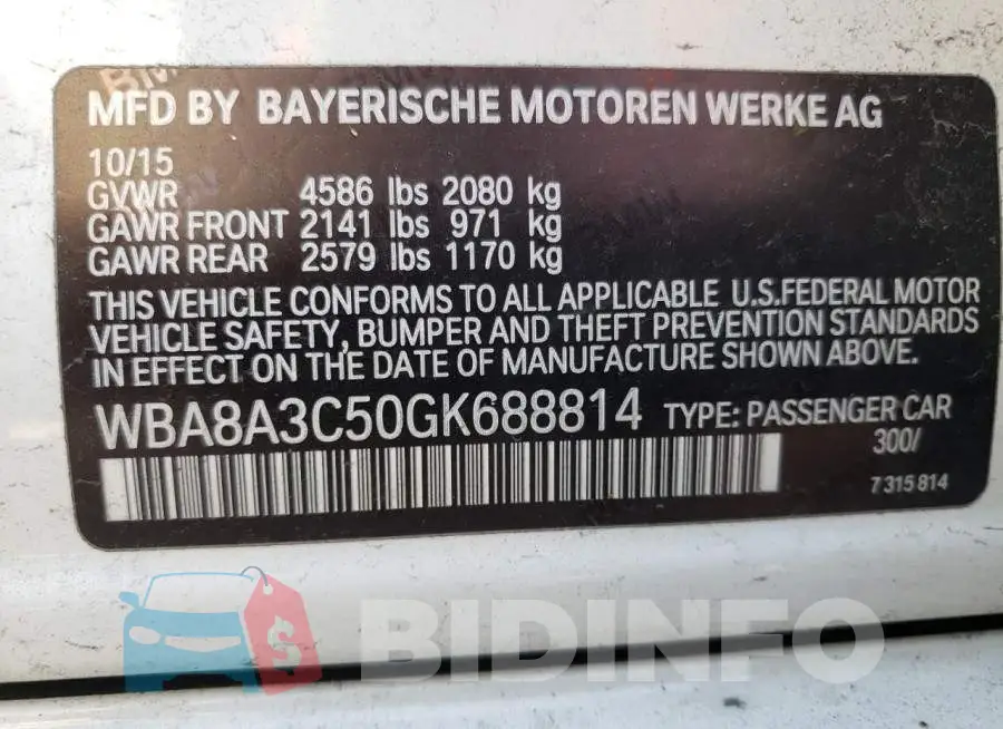 WBA8A3C50GK688814 Photo# 12