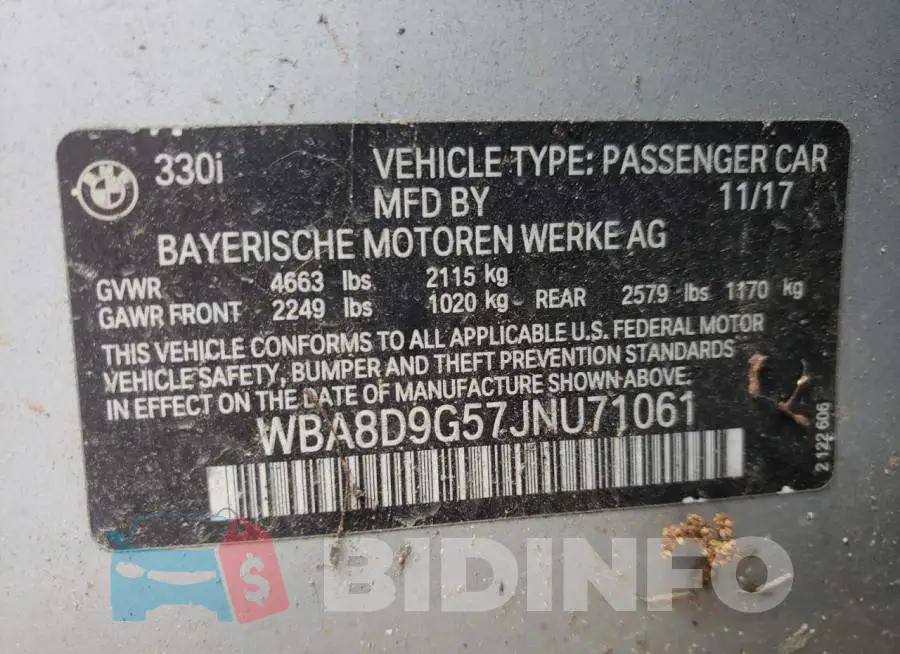 WBA8D9G57JNU71061 Photo# 12