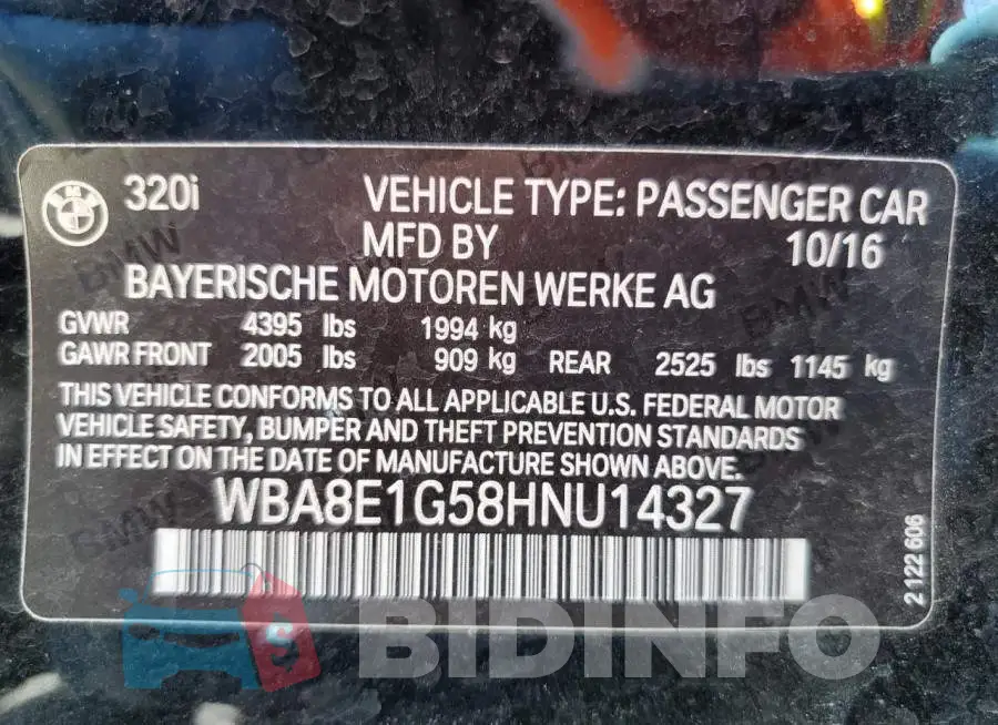 WBA8E1G58HNU14327 Photo# 12
