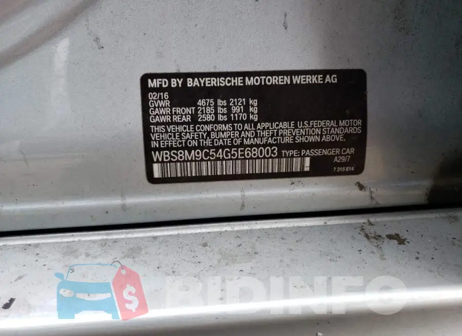 WBS8M9C54G5E68003 Photo# 12