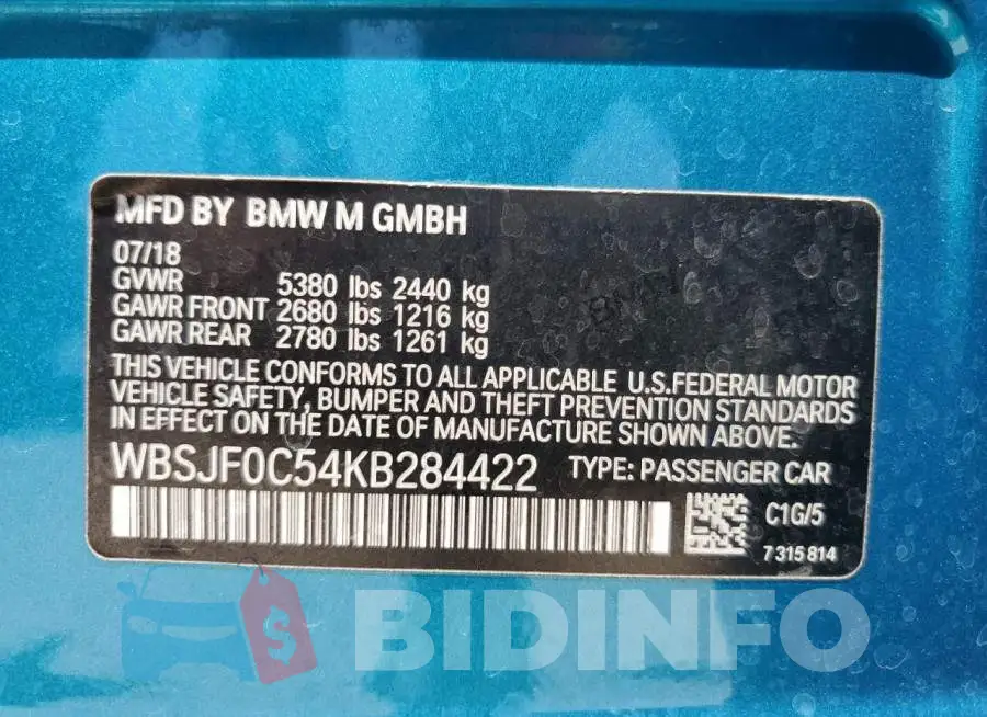 WBSJF0C54KB284422 Photo# 12