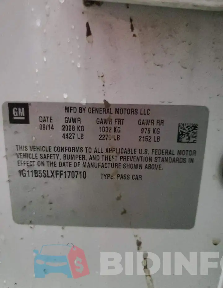 1G11B5SLXFF170710 Photo# 12