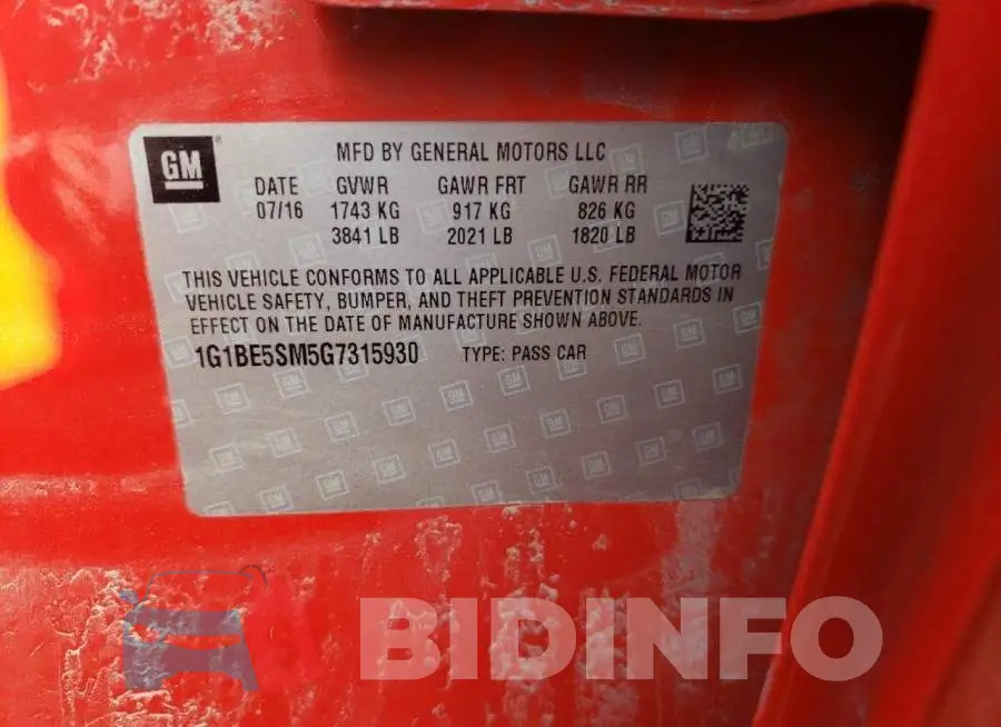 1G1BE5SM5G7315930 Photo# 12