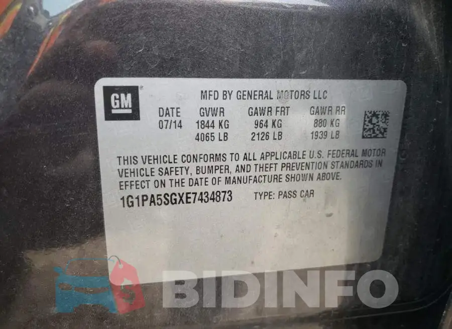 1G1PA5SGXE7434873 Photo# 13