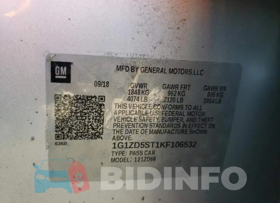 1G1ZD5ST1KF106532 Photo# 13
