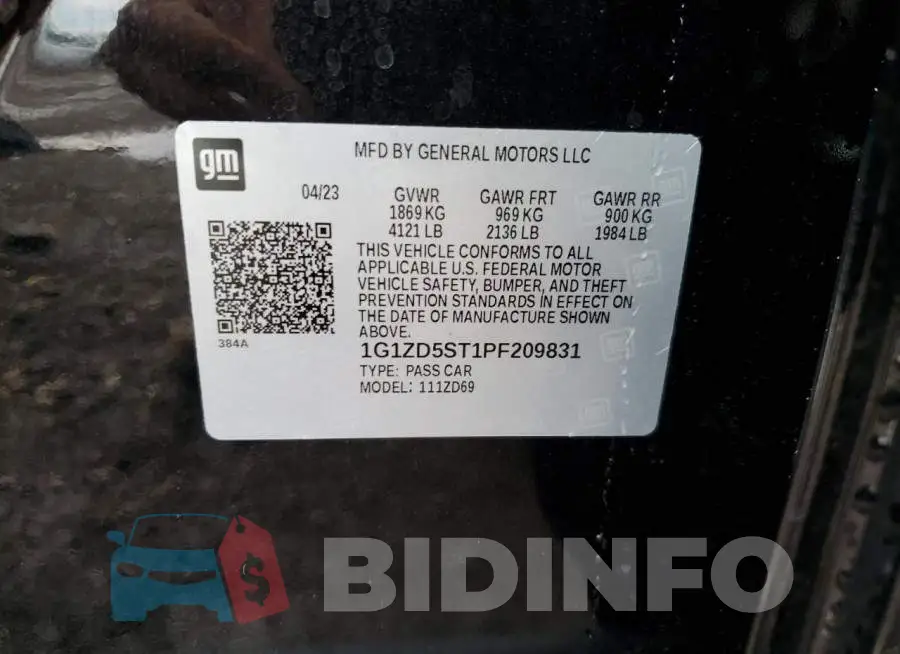 1G1ZD5ST1PF209831 Photo# 12
