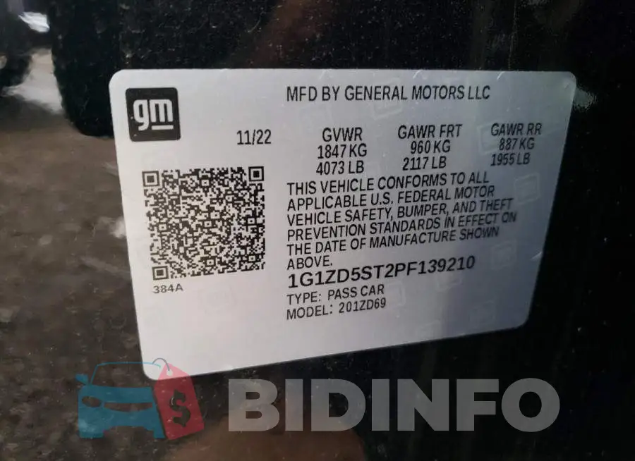 1G1ZD5ST2PF139210 Photo# 12