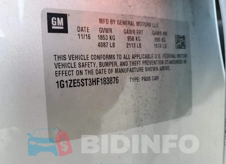 1G1ZE5ST3HF183876 Photo# 12