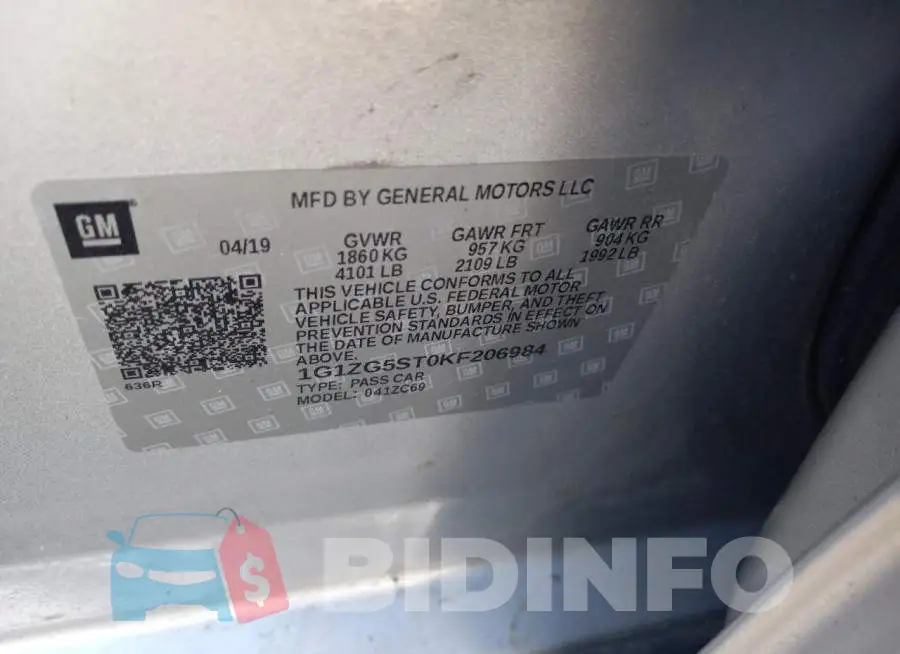 1G1ZG5ST0KF206984 Photo# 12