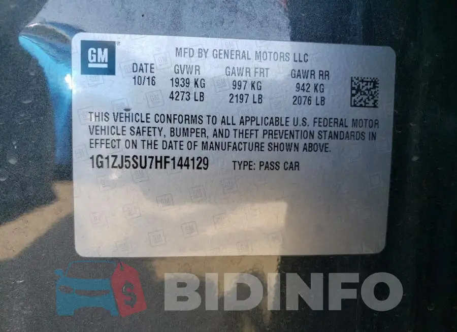 1G1ZJ5SU7HF144129 Photo# 12
