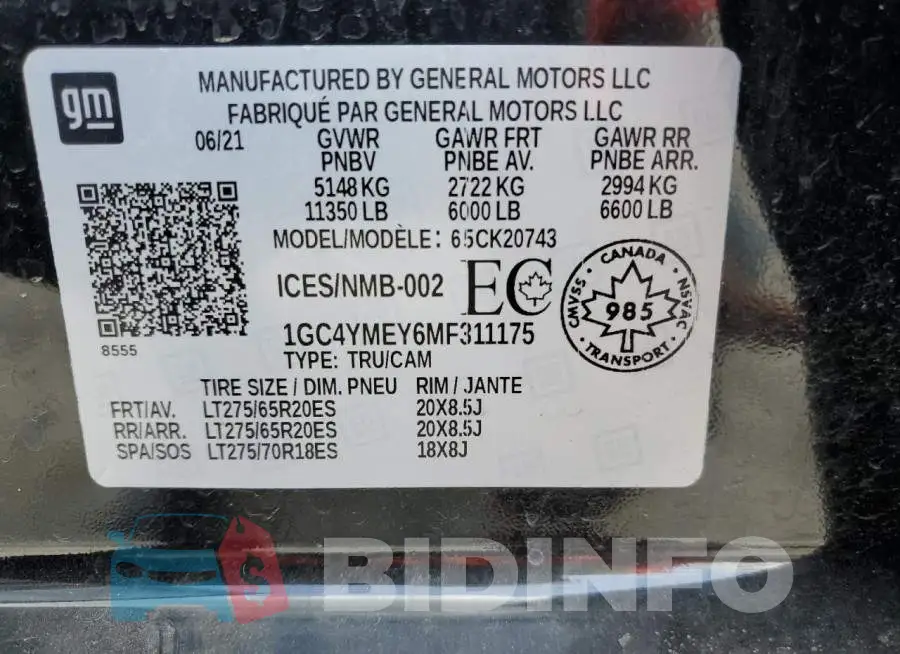 1GC4YMEY6MF311175 Photo# 12
