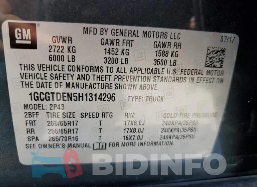 1GCGTDEN5H1314296 Photo# 13