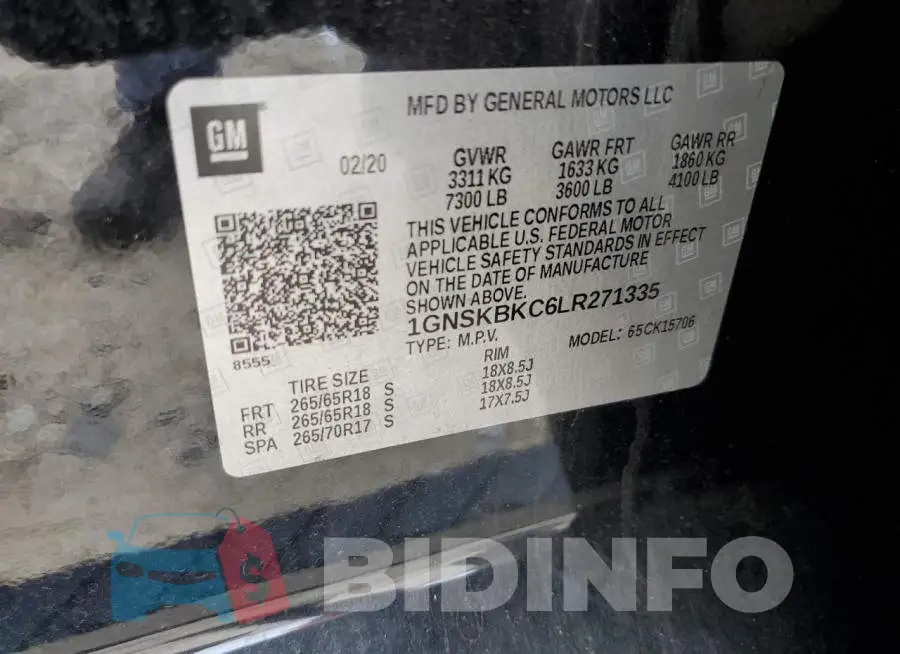1GNSKBKC6LR271335 Photo# 13