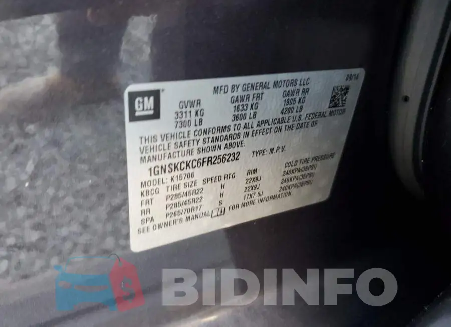 1GNSKCKC6FR256232 Photo# 13