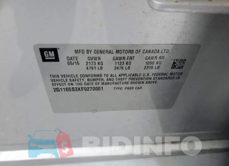 2G1165S3XF9270061 Photo# 12