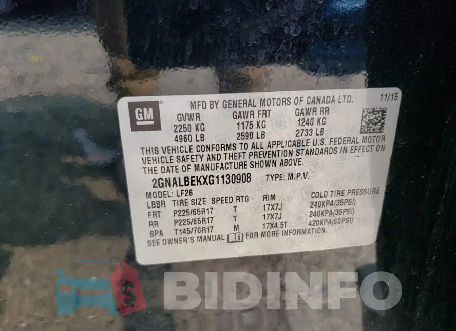 2GNALBEKXG1130908 Photo# 13